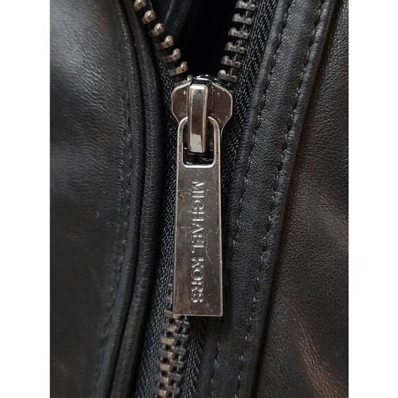 MICHAEL KORS Black Genuine Leather Moto Biker Jacket Zip Up SIZE S MSRP $595 - Picture 6 of 14